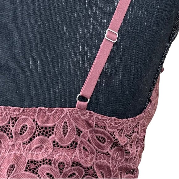 Gilly Hicks NWT Plum Lace Padded Adjustable Straps Long Line Bralette Bra Size L - Picture 6 of 13